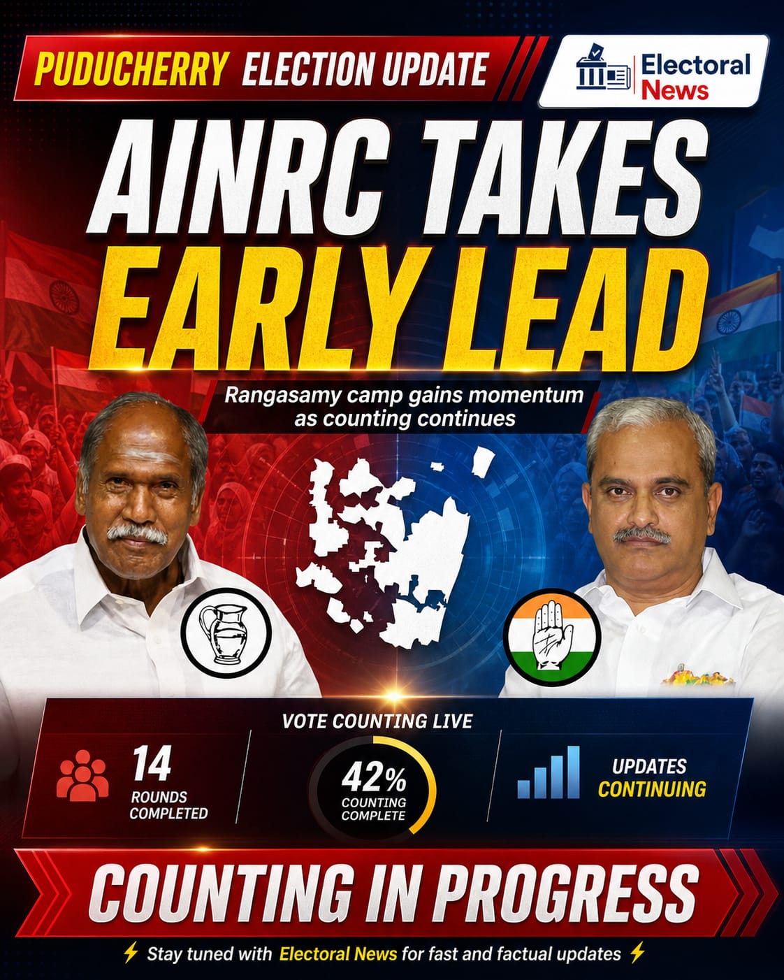 Puducherry Election Update: AINRC Shows Strong Early Lead
