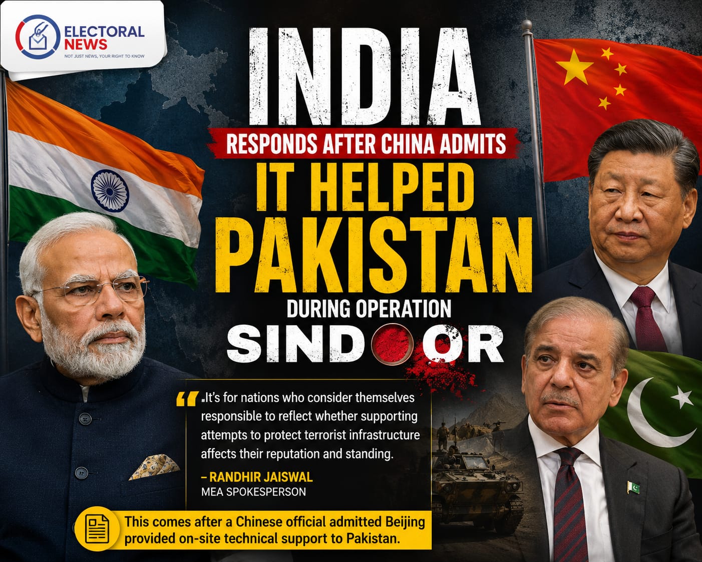 India Responds After China Reportedly Admits Support to Pakistan During Operation Sindoor