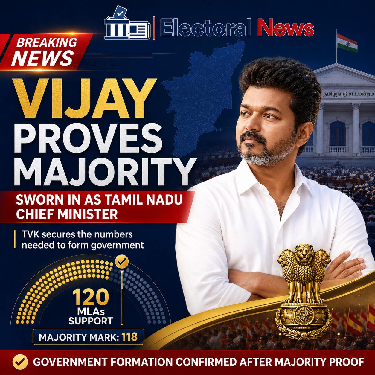 Vijay Becomes Tamil Nadu Chief Minister After Proving Majority Support