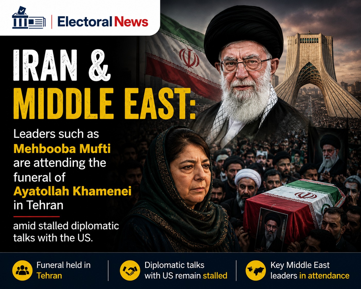  Iran Holds Funeral Ceremonies for Ayatollah Khamenei in Tehran Amid Paused U.S. Talks