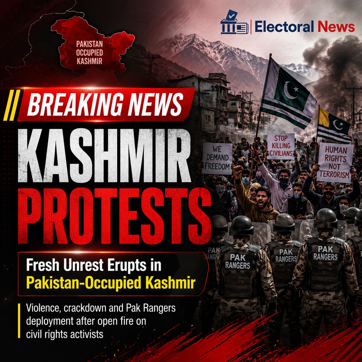Kashmir Protests: Fresh Unrest Erupts in PoK Amid Crackdown and Rangers Deployment