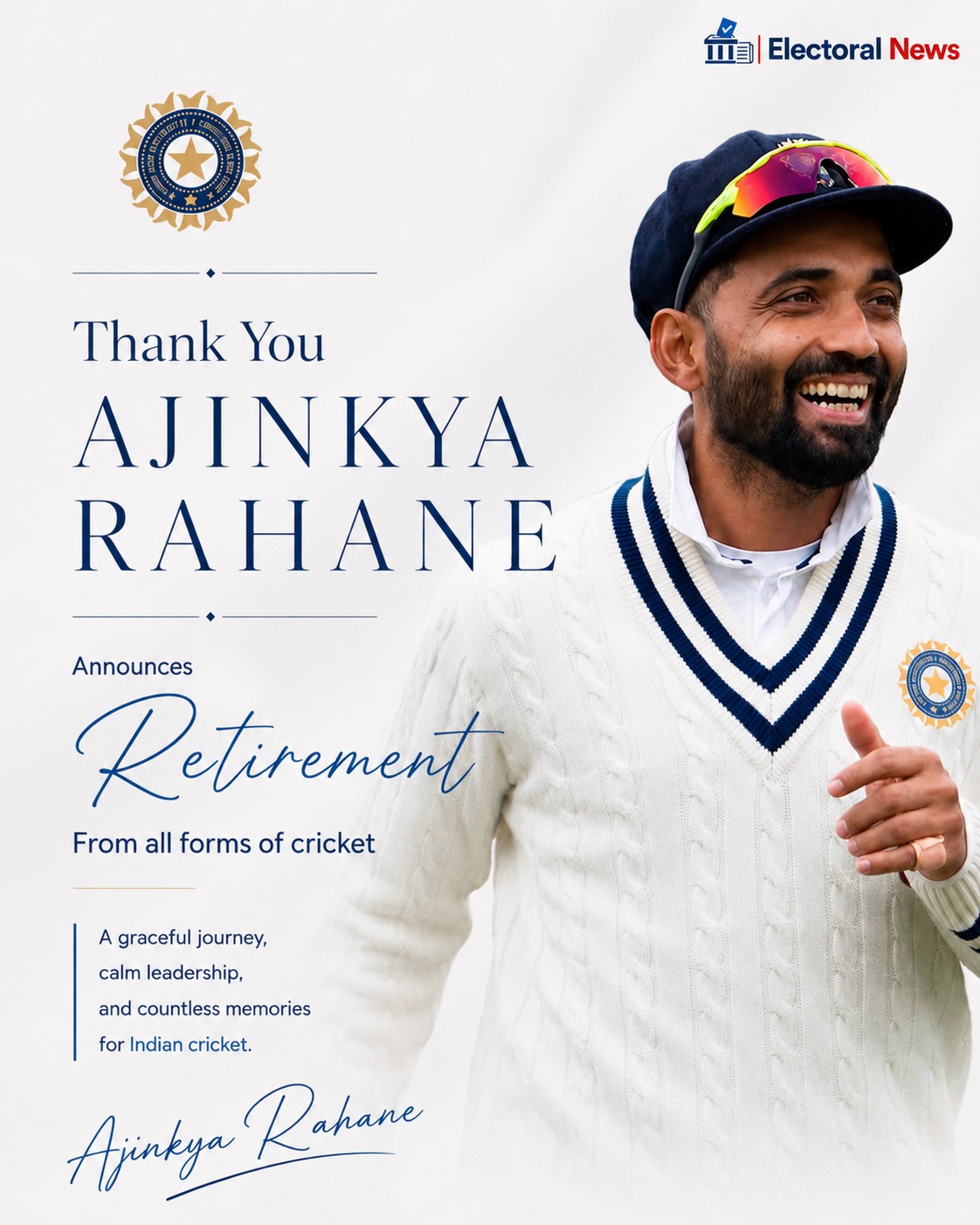 Ajinkya Rahane Announces Retirement, Ending a Graceful Cricketing Journey
